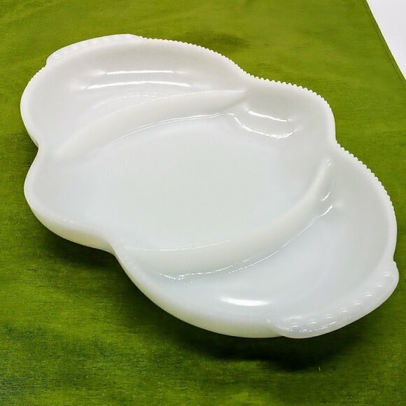 Vintage Fire King Ovenware Divided Relish Glass Serving Tray - Picture 3 of 5